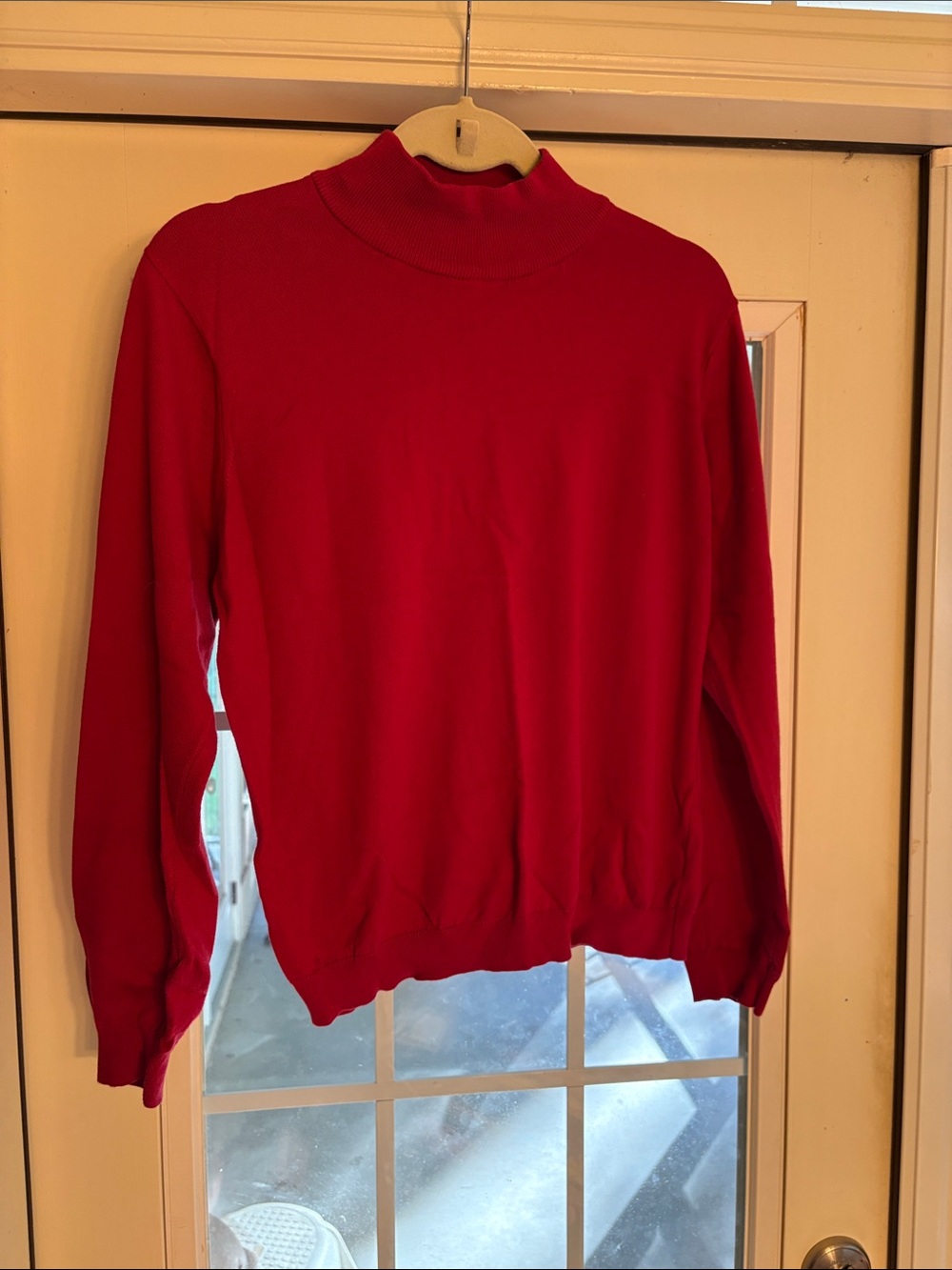 Talbots 100% Cotton Red Mock Neck Sweater Medium